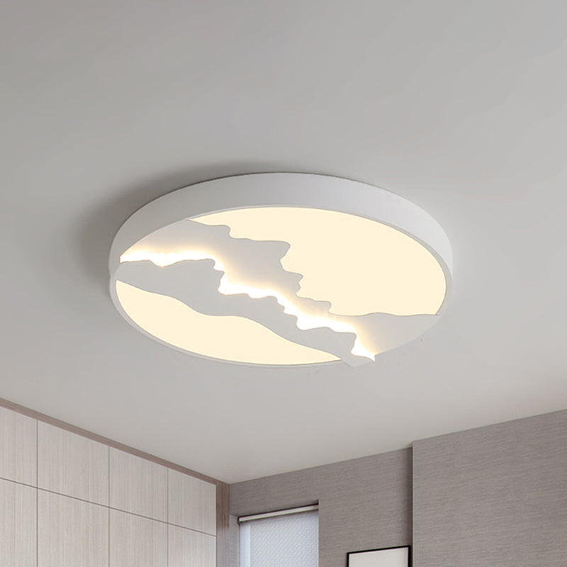 16"/19.5" Wide Mountain View Flush Light Fixture Simple Metal Gray/White LED Ceiling Mounted Light in Warm/White Light