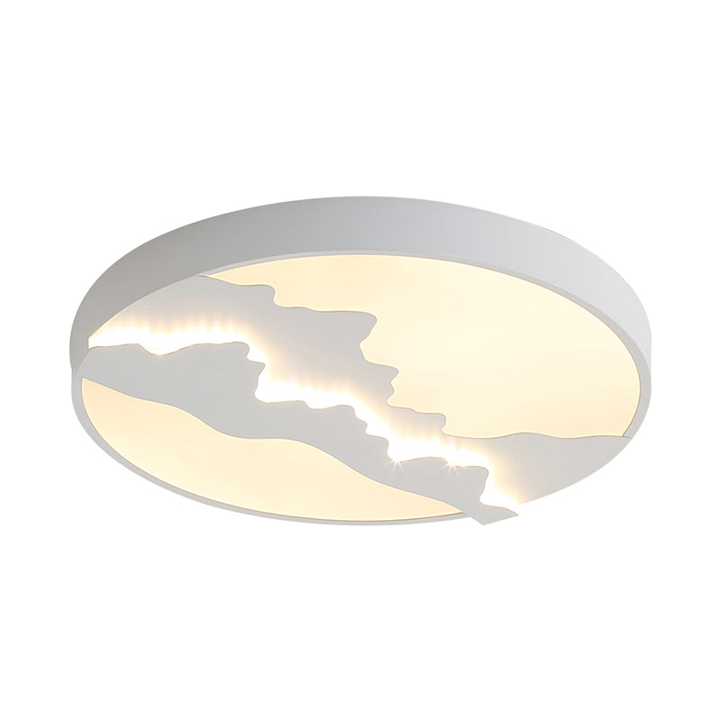 16"/19.5" Wide Mountain View Flush Light Fixture Simple Metal Gray/White LED Ceiling Mounted Light in Warm/White Light