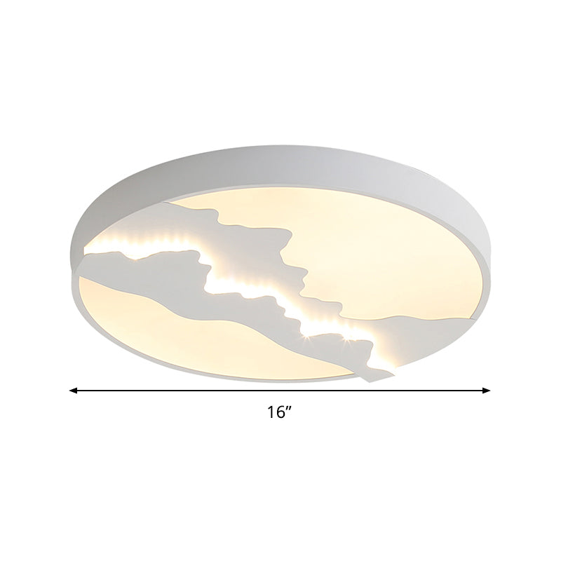 16"/19.5" Wide Mountain View Flush Light Fixture Simple Metal Gray/White LED Ceiling Mounted Light in Warm/White Light