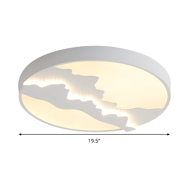 16"/19.5" Wide Mountain View Flush Light Fixture Simple Metal Gray/White LED Ceiling Mounted Light in Warm/White Light