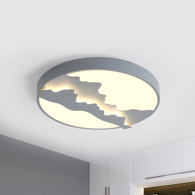 16"/19.5" Wide Mountain View Flush Light Fixture Simple Metal Gray/White LED Ceiling Mounted Light in Warm/White Light