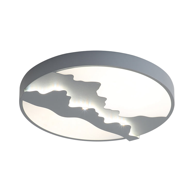 16"/19.5" Wide Mountain View Flush Light Fixture Simple Metal Gray/White LED Ceiling Mounted Light in Warm/White Light