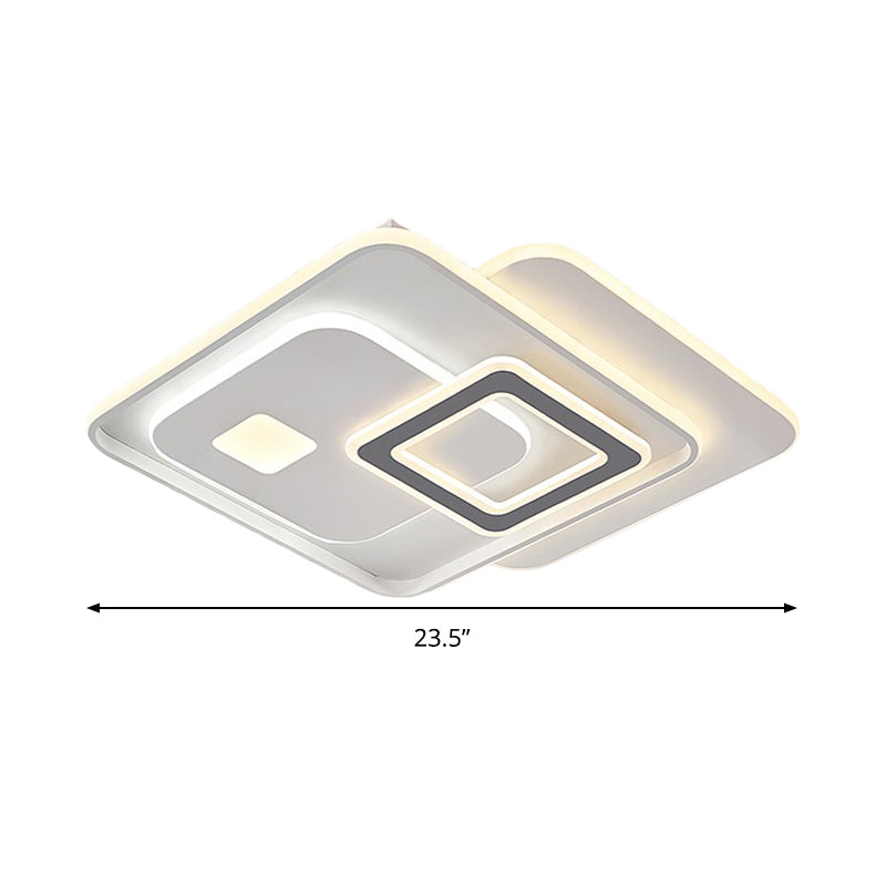 Overlapping Acrylic Ceiling Fixture Contemporary White LED Flush Mount Lighting for Bedroom