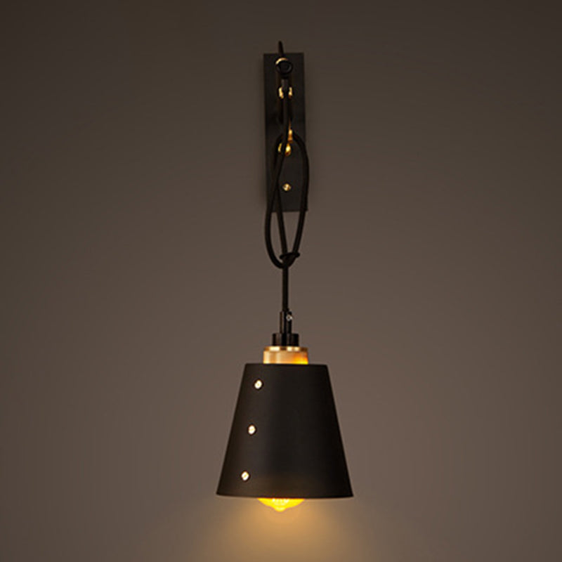 1 lampada da parete cono leggera vintage lampada con scarico in metallo nero per sala da pranzo