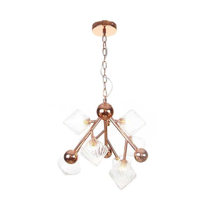 9 LICTES VERRE CIBBED PROSDIER CHANDELIER
