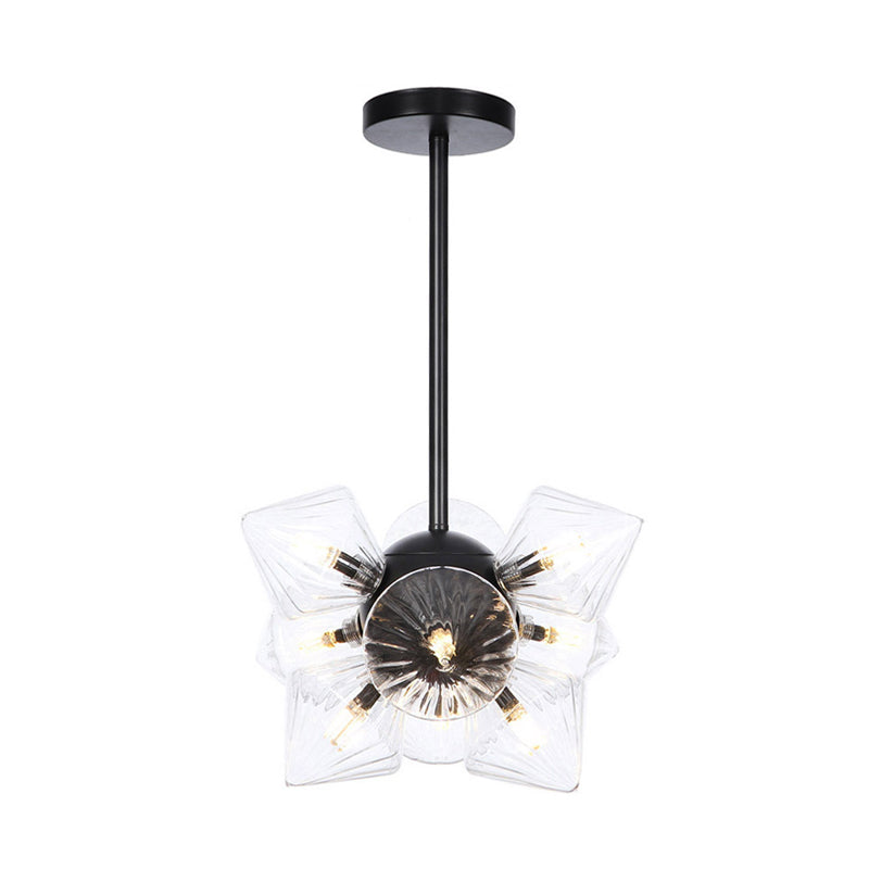 Black / Chrome Prism Semi Flush Light Vintage vintage Clear / Amber Verre 9/12 lumières Laume de vie de salon