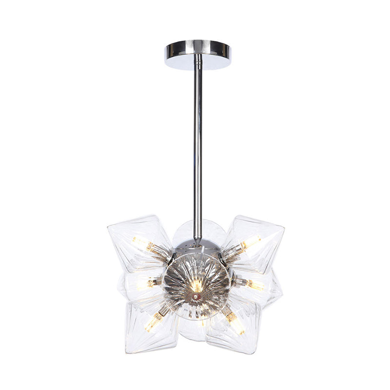 Black / Chrome Prism Semi Flush Light Vintage vintage Clear / Amber Verre 9/12 lumières Laume de vie de salon