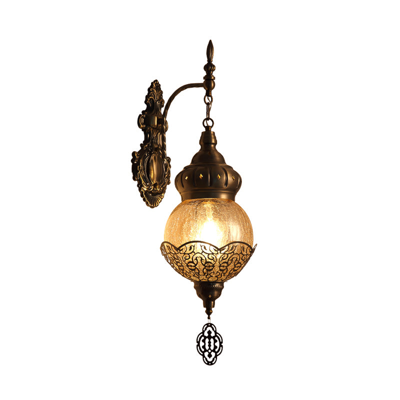 Globe/Oval Crackle Glaswand Lampe Vintage 1 Leichtes Esszimmer Leuchte in Bronze