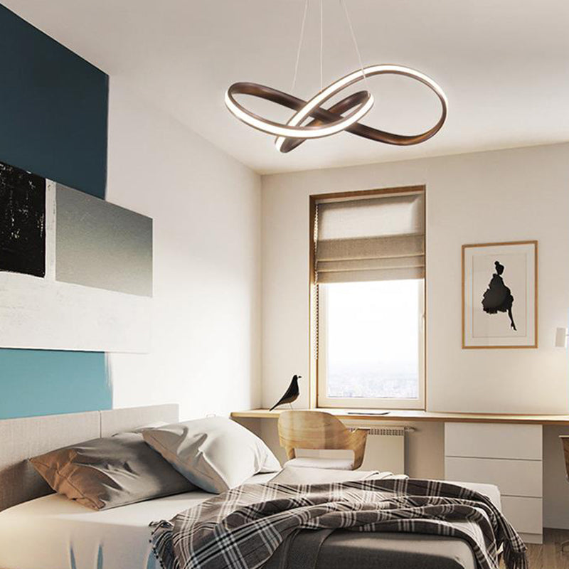 Acrylnahe Kurve hängende Kronleuchter leichter moderner Kaffee -LED -Leuchte -Leuchte, warmes/weißes Licht