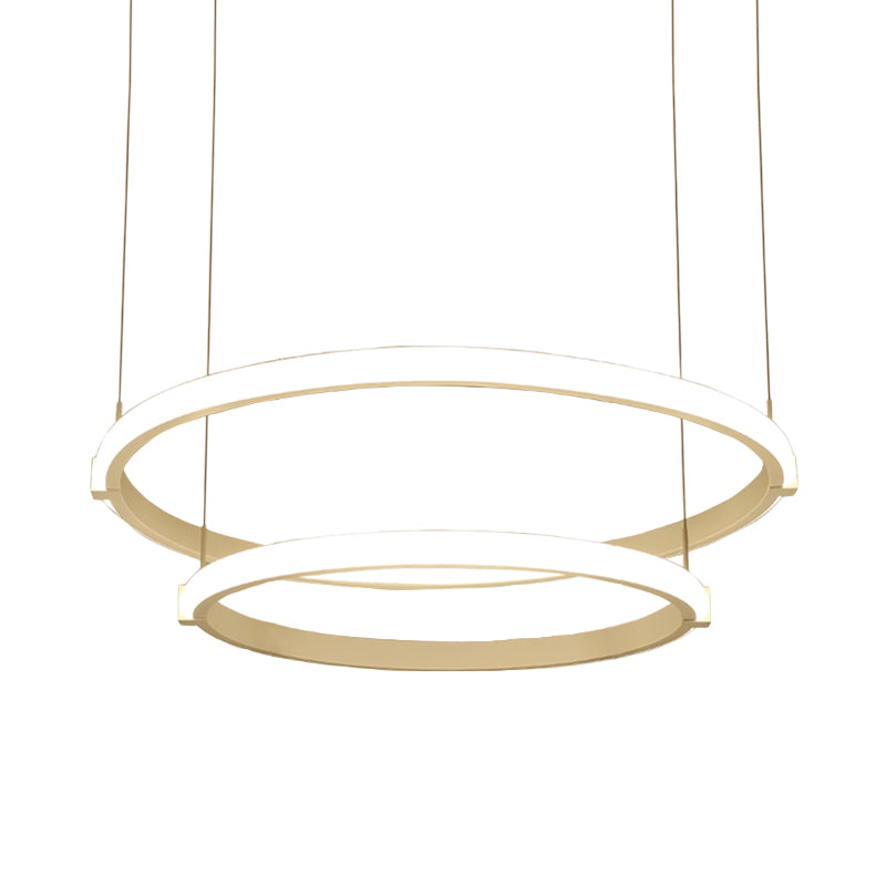 White Double Ring/Three Rings Chandelier Lighting Simple Style White LED Hanging Ceiling Light in Warm/White Light