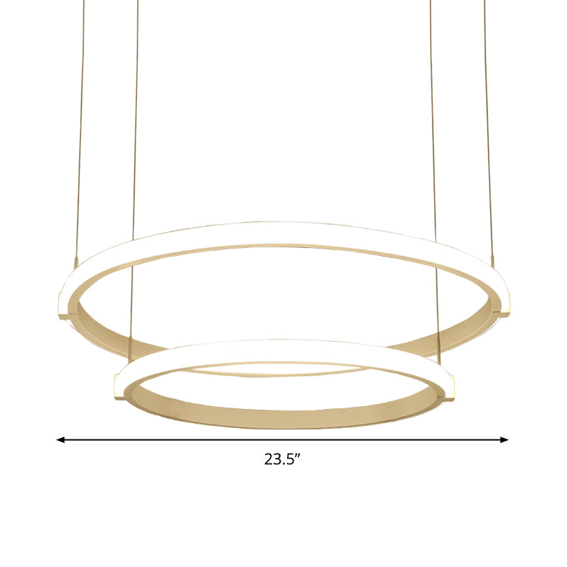 White Double Ring/Three Rings Chandelier Lighting Simple Style White LED Hanging Ceiling Light in Warm/White Light
