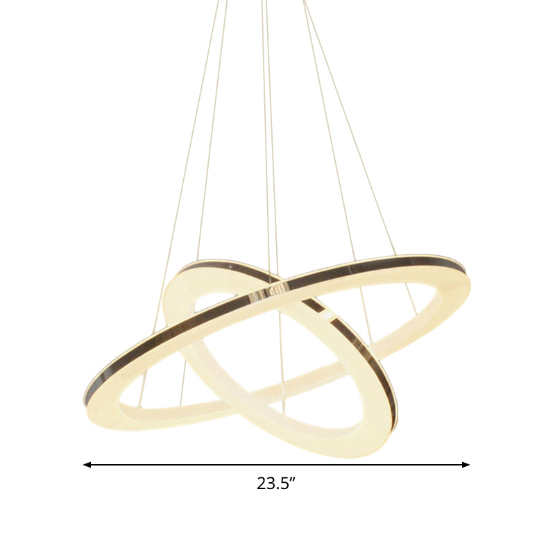 Luce il lampadario dell'orbita cromata Funzione Lampada a led a LED in metallo semplice in luce calda/bianca/naturale, larghezza 23,5 "/27,5" /31,5 "