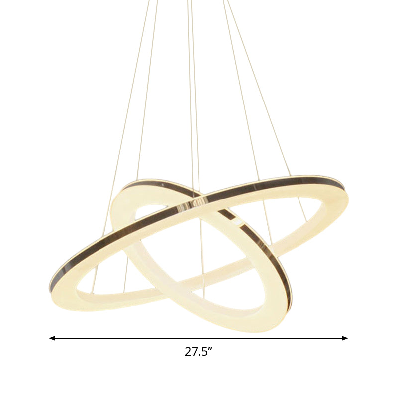 Luce il lampadario dell'orbita cromata Funzione Lampada a led a LED in metallo semplice in luce calda/bianca/naturale, larghezza 23,5 "/27,5" /31,5 "