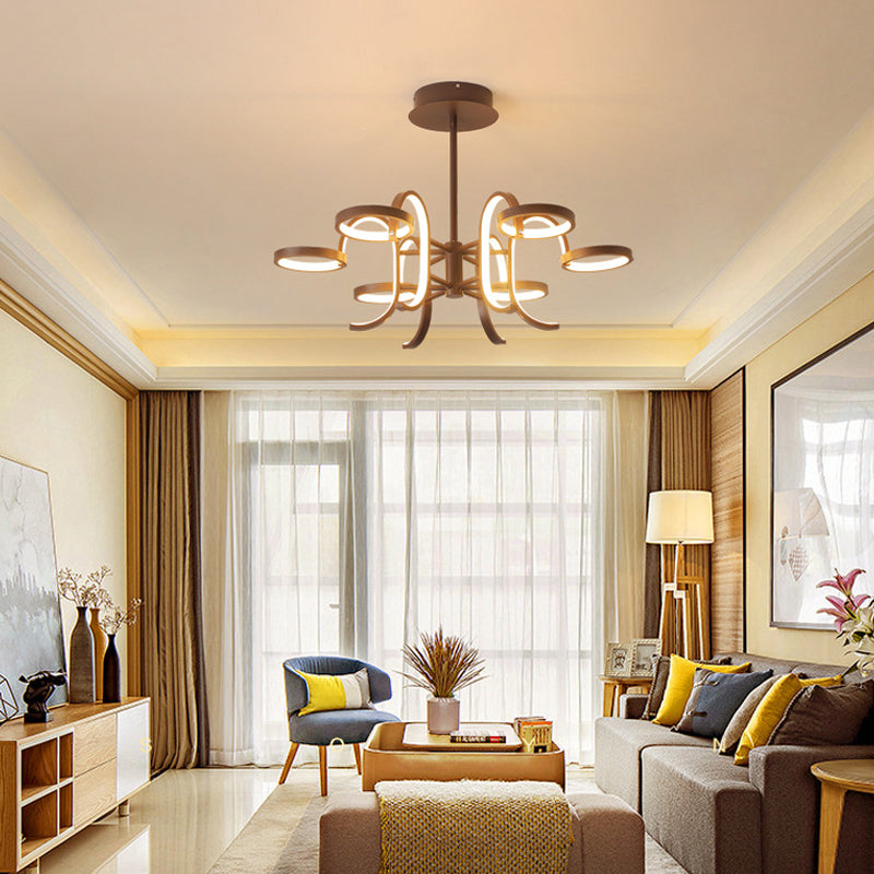 Modernismo de iluminación de araña del brazo de la curva negra 5/6 cabezas de metal luz colgante en luz cálida/blanca