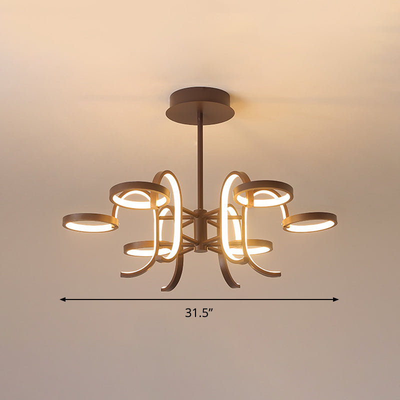 Modernismo de iluminación de araña del brazo de la curva negra 5/6 cabezas de metal luz colgante en luz cálida/blanca