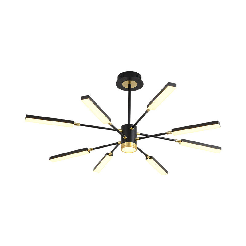 Sputnik Hanging Light Kit Modernism Metal 6/8 Heads Black Pendant Chandelier in Warm/White Light