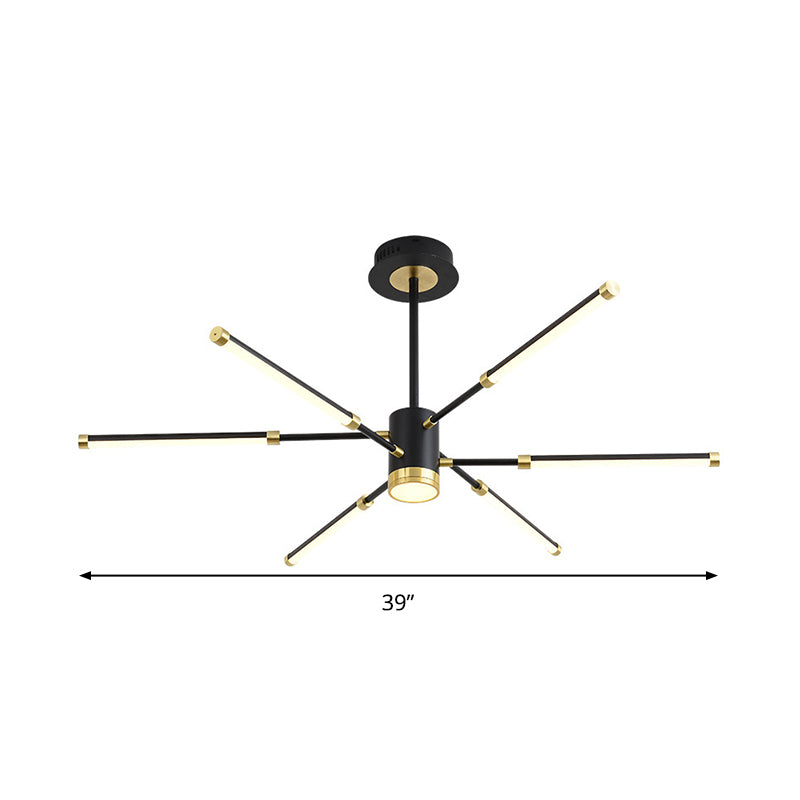 Sputnik Hanging Chandelier Modern Metal 6/8 Lights Black Suspension Light, Warm/White Light
