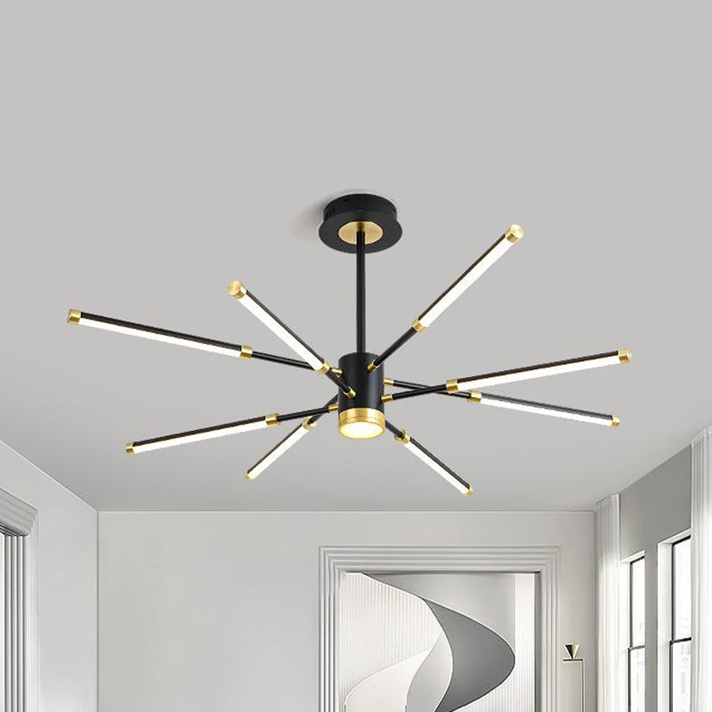 Sputnik Hanging Chandelier Modern Metal 6/8 Lights Black Suspension Light, Warm/White Light