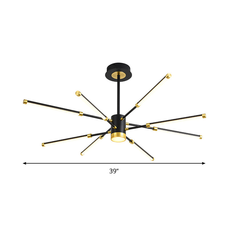 Sputnik Hanging Chandelier Modern Metal 6/8 Lights Black Suspension Light, Warm/White Light