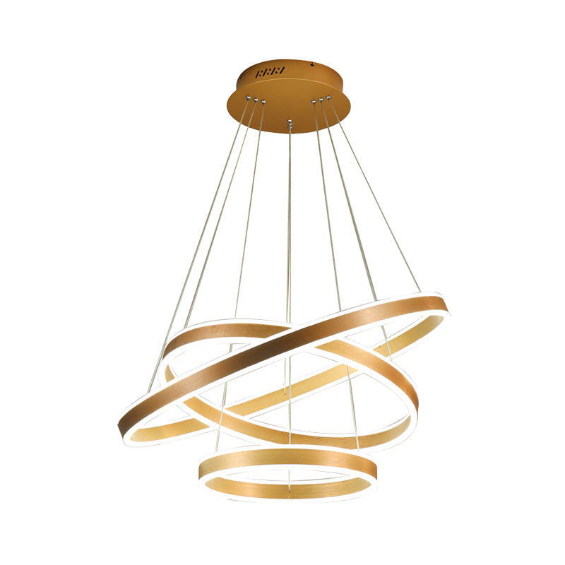Gold Ring Hanging Lamp Kit Postmodern Acrylic LED Suspension Light in Warm/White Light for Living Room