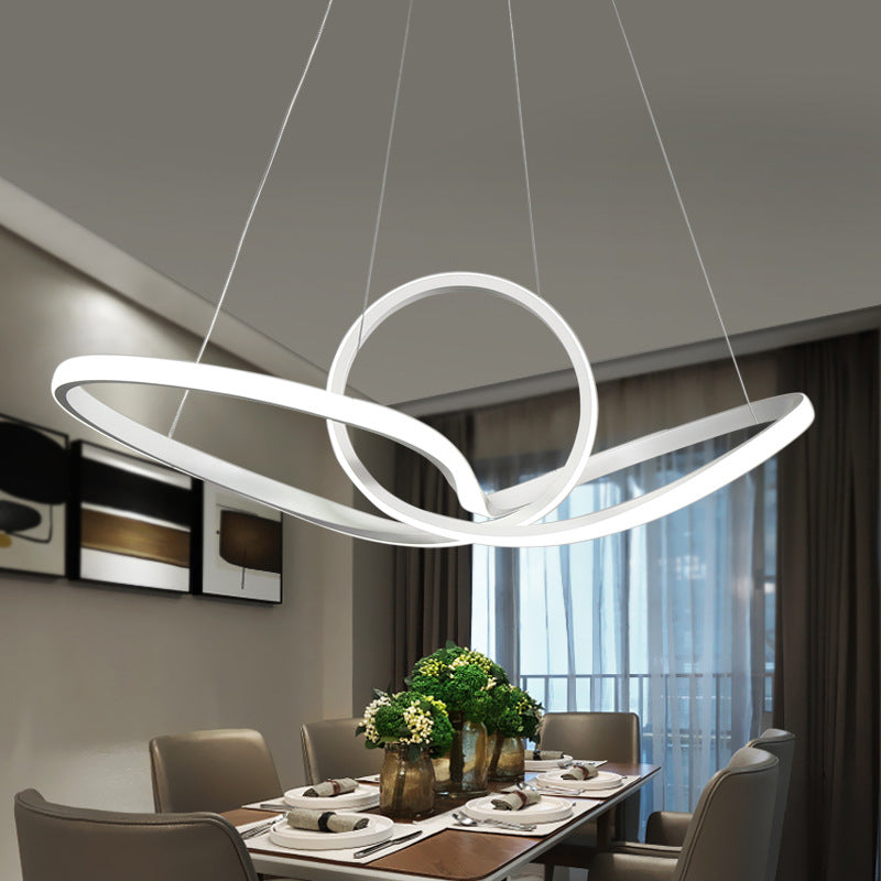 Curva senza cucitura acrilica Afferma del soffitto a sospensione Minimalista LED PENDANT LEDALIERE IN LUCE COLDA/BIANCA