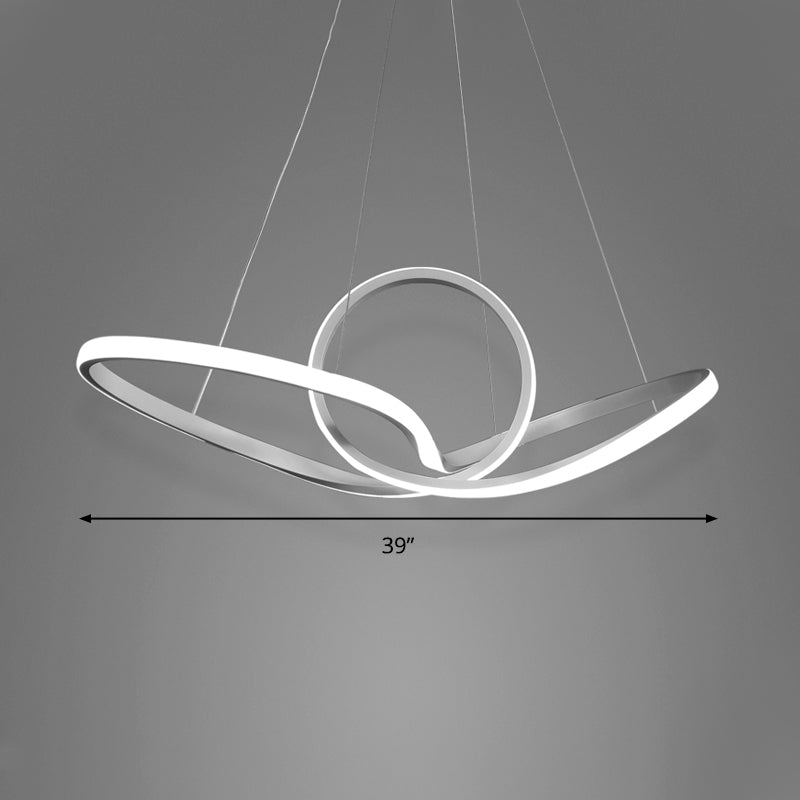 Curva senza cucitura acrilica Afferma del soffitto a sospensione Minimalista LED PENDANT LEDALIERE IN LUCE COLDA/BIANCA