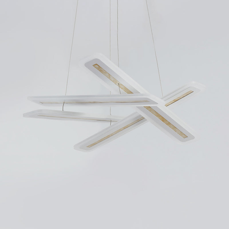 Rectangle Hanging Light Contemporary Acrylic White LED Ceiling Chandelier, Warm/White Light