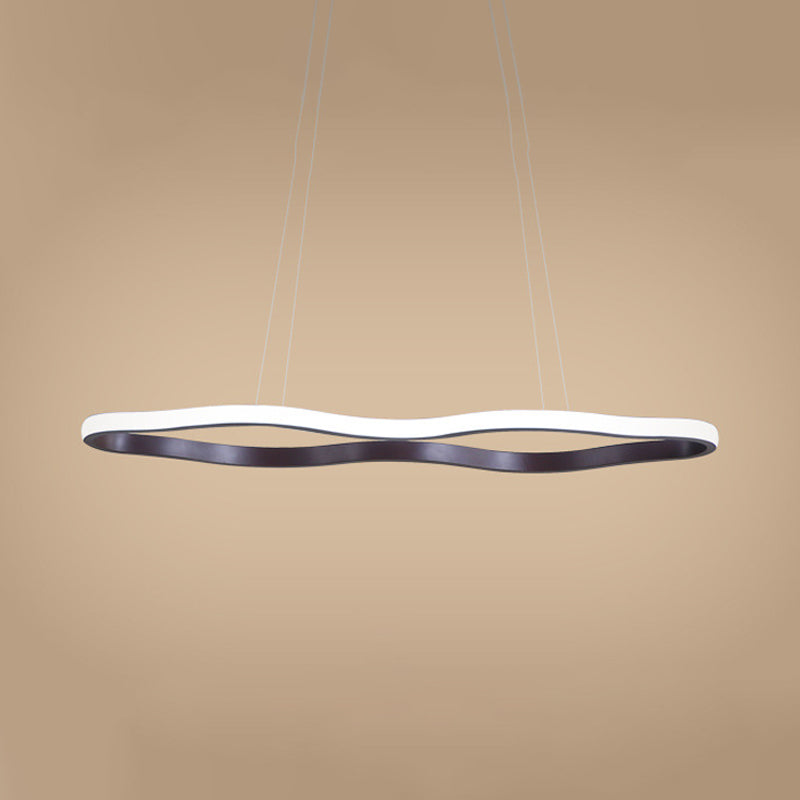 Wave Hanging Ceiling Light Modern Acrylic Coffee 23.5"/36.5"/47" Wide LED Suspension Light in Warm/White Light