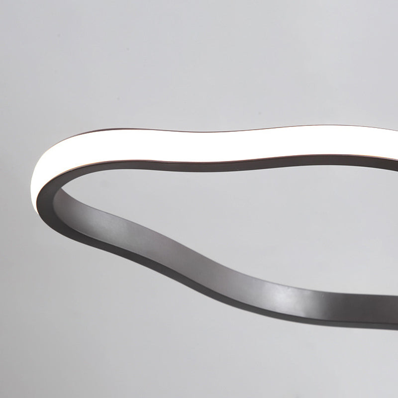 Wave Hanging Ceiling Light Modern Acrylic Coffee 23.5"/36.5"/47" Wide LED Suspension Light in Warm/White Light