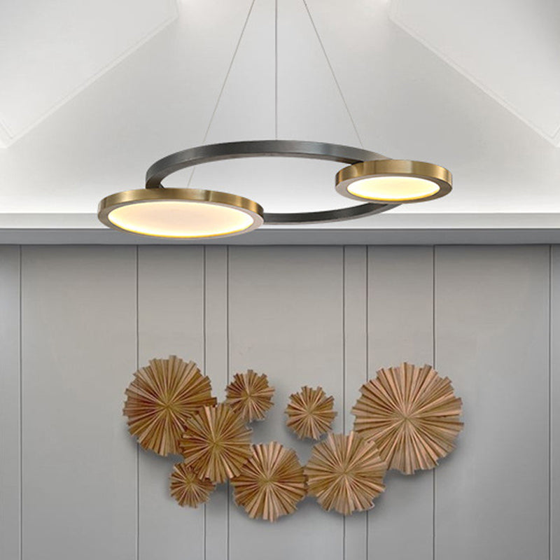 Brass Ring Hanging Pendant Light Simple Style Metal LED Chandelier Light in Warm/White Light