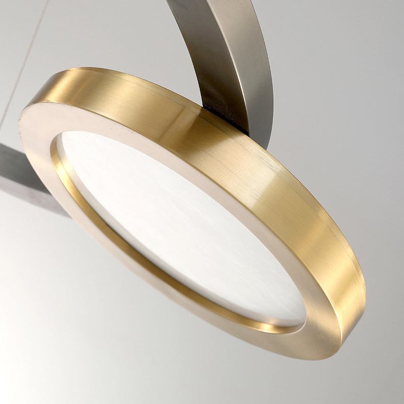 Brass Ring Hanging Pendant Light Simple Style Metal LED Chandelier Light in Warm/White Light