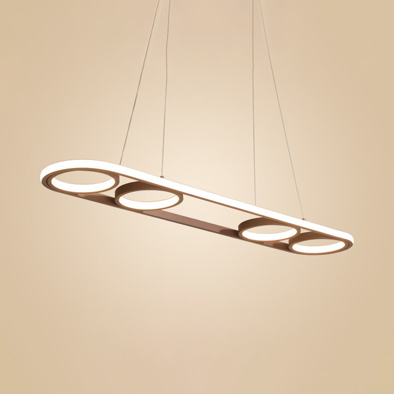 39 "/ 47" de large île métallique ovale Éclairage de plafond de café simple Plafond LED Light en lumière chaude / blanche