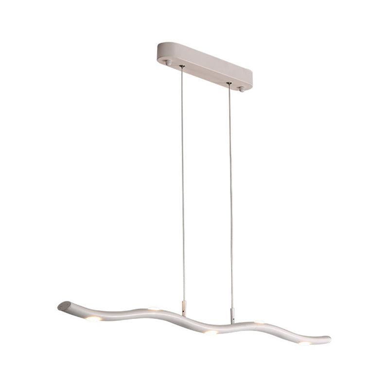 Wave Metal Island Lighting Fixture Simple Style 5/7 Heads White Pendant Light Kit, Warm/White Light