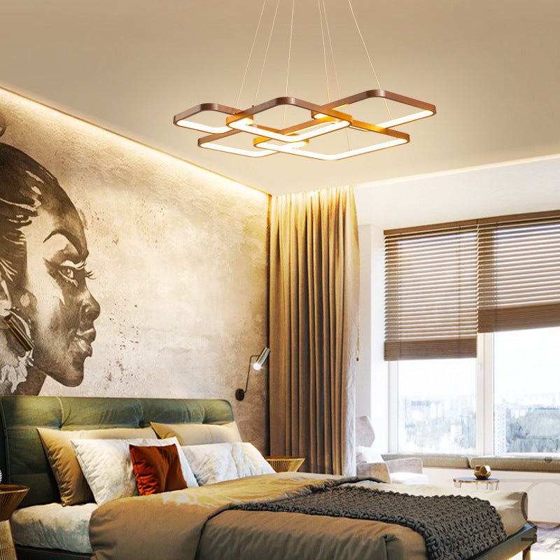 Luz de colgante acrílico cuadrado Luz de lámpara LED de café minimalista, luz cálida/blanca