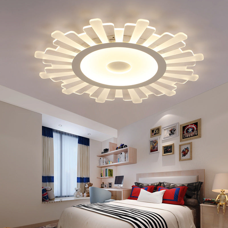 Acrylic Sun Ceiling Fixture Minimalist White 16.5"/20.5"/24.5" Wide LED Flush Mount Light, Warm/White/Inner Warm Outer White Light