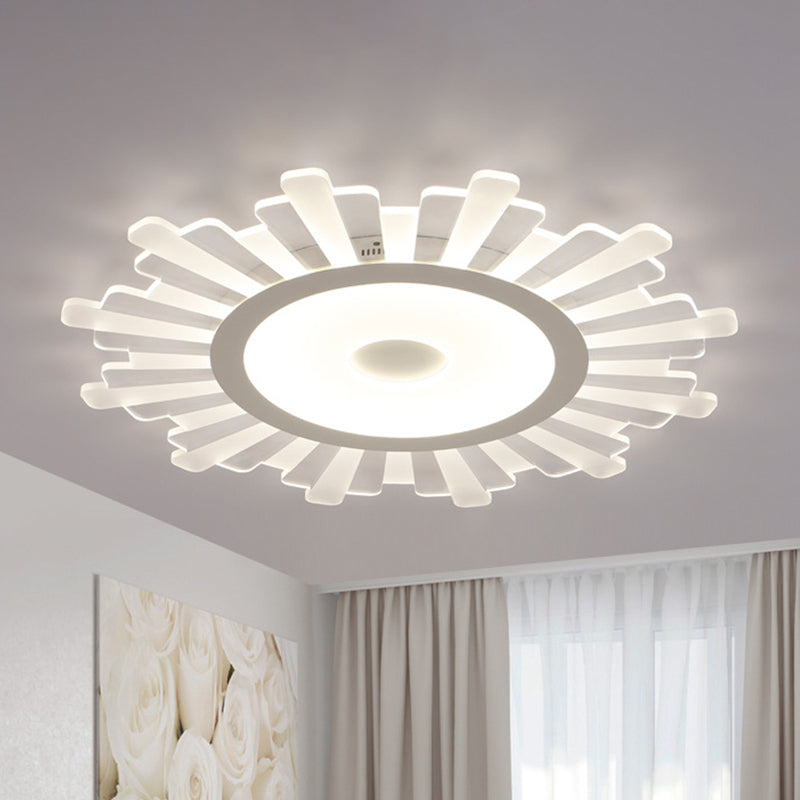 Acrylic Sun Ceiling Fixture Minimalist White 16.5"/20.5"/24.5" Wide LED Flush Mount Light, Warm/White/Inner Warm Outer White Light