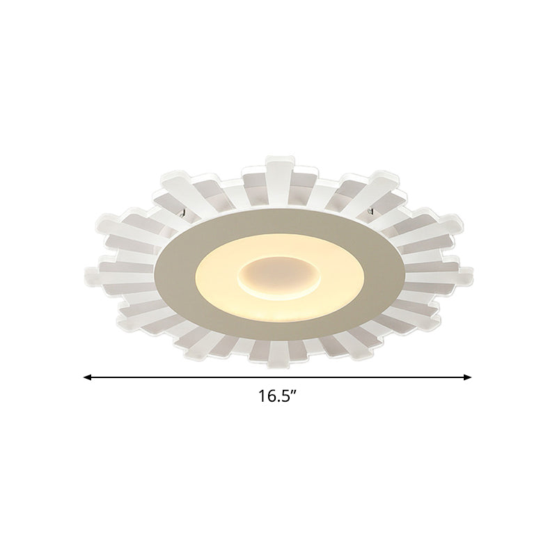 Acrylic Sun Ceiling Fixture Minimalist White 16.5"/20.5"/24.5" Wide LED Flush Mount Light, Warm/White/Inner Warm Outer White Light