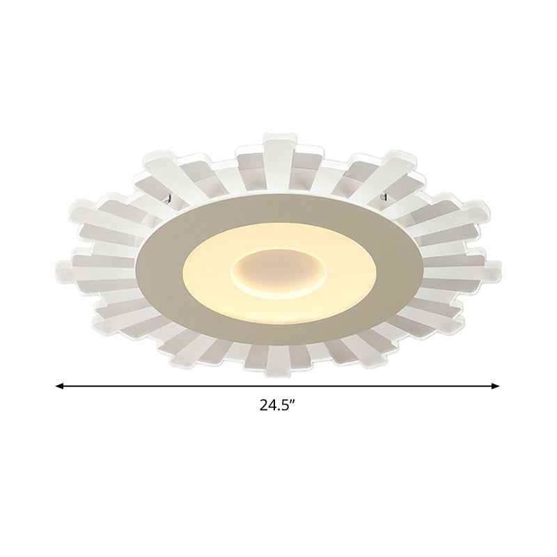 Acrylic Sun Ceiling Fixture Minimalist White 16.5"/20.5"/24.5" Wide LED Flush Mount Light, Warm/White/Inner Warm Outer White Light
