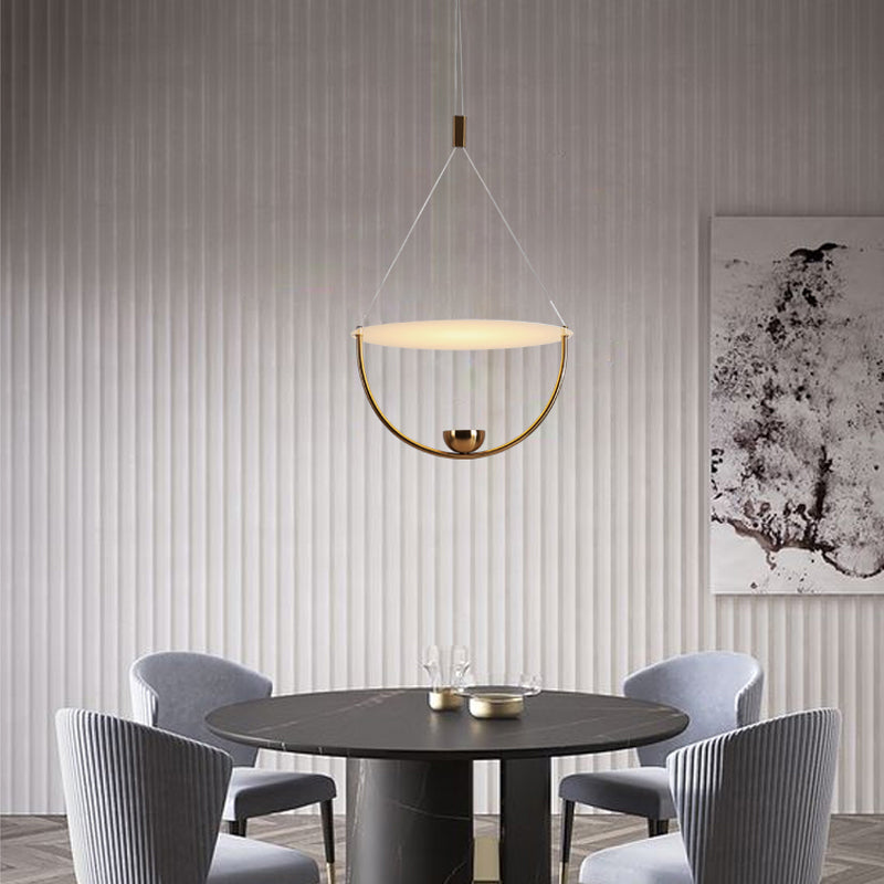 Super Thin Acrylic Teardrop Pendant Light Simple LED Gold Finish Hanging Lamp in Warm Light