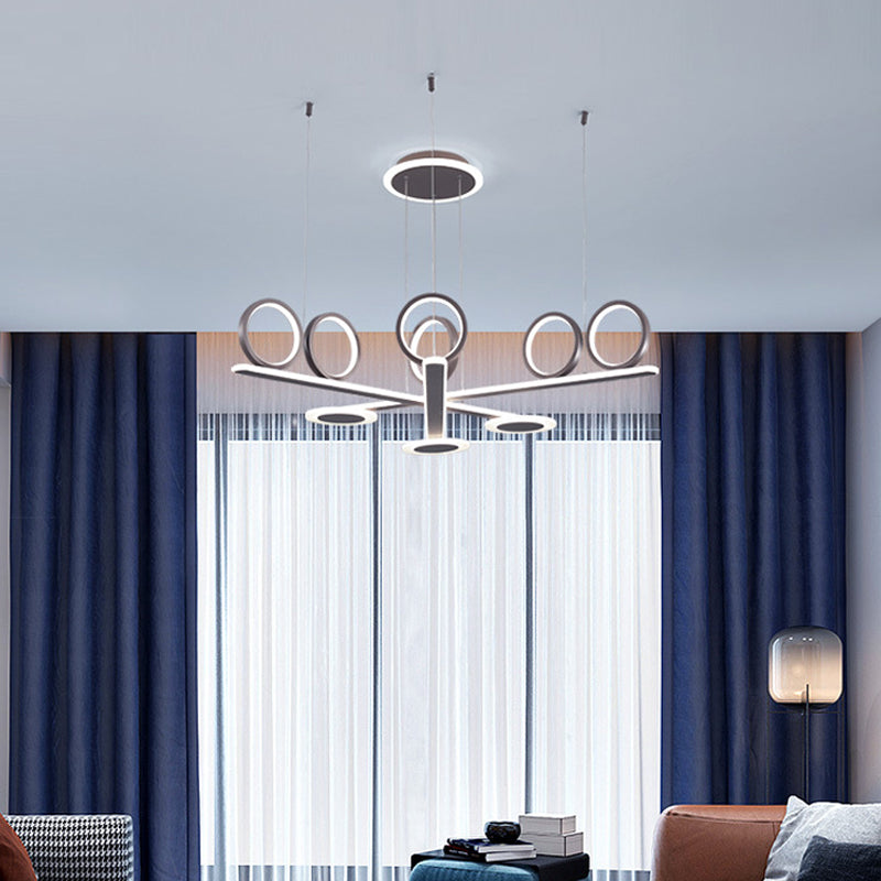 Crossed Bar Chandelier Light Modern Modern Metallic LED Coffee Hanging Éclairage en lumière chaude / blanche