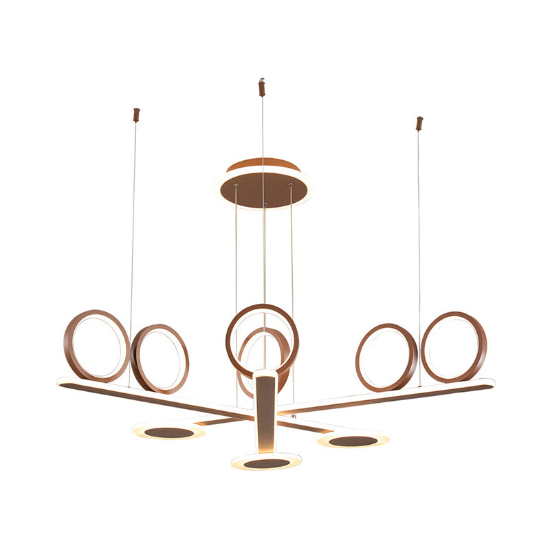 Crossed Bar Chandelier Light Modern Modern Metallic LED Coffee Hanging Éclairage en lumière chaude / blanche