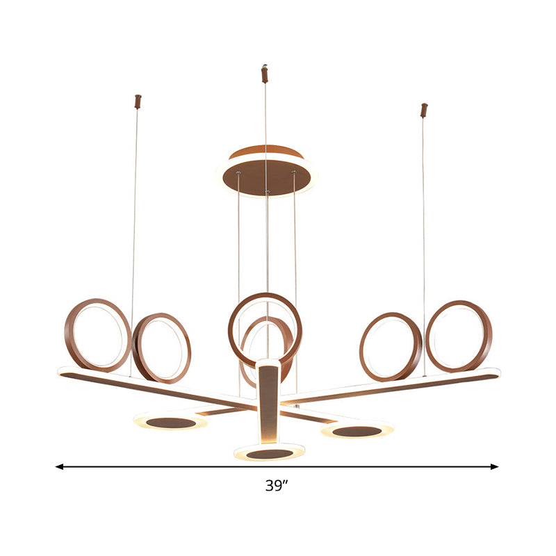 Crossed Bar Chandelier Light Modern Modern Metallic LED Coffee Hanging Éclairage en lumière chaude / blanche