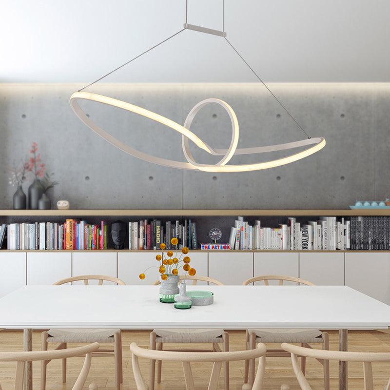 White Knot Ceiling Pendant Minimalist LED Slim Acrylic Chandelier Lamp in Warm/White/Natural Light