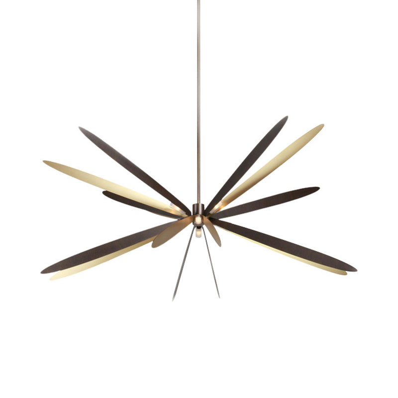 Black and Gold Dragonfly Chandelier Modern Style 6-Light Metal Hanging Ceiling Pendant