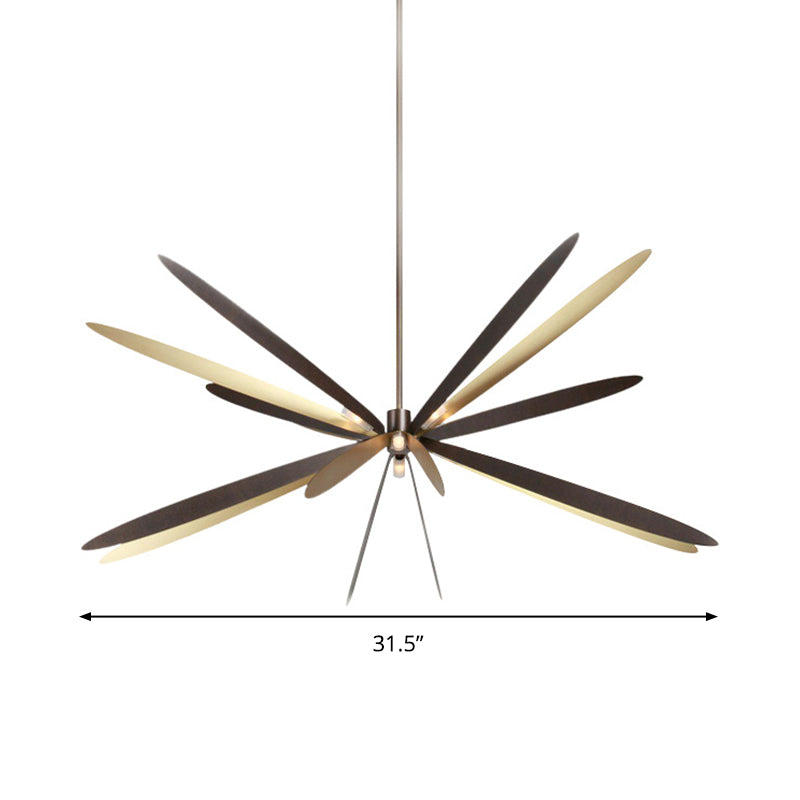 Zwart en gouden libel kroonluchter moderne stijl 6-licht metalen hangende plafond hanger