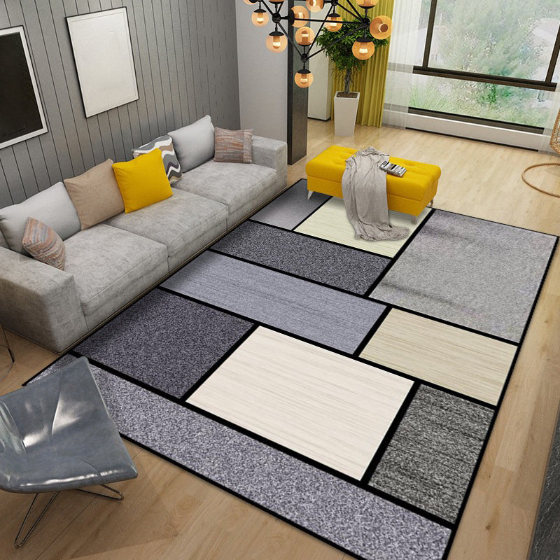 Stylish Asymmetric Graphic Rug Creative Contemporary Indoor Carpet Polyester Stain Resistant Rug for Home Decor