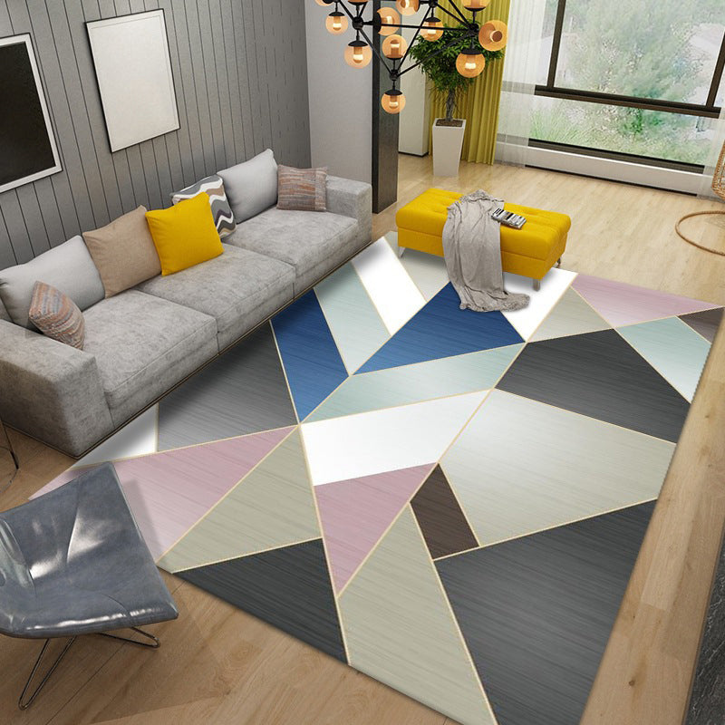 Stylish Asymmetric Graphic Rug Creative Contemporary Indoor Carpet Polyester Stain Resistant Rug for Home Decor