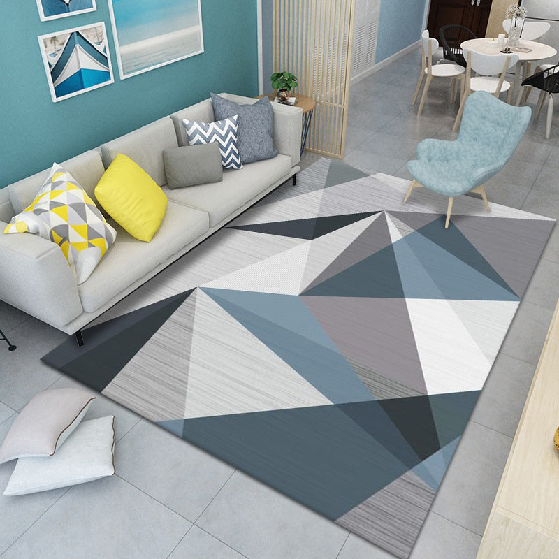 Creative Geometry Pattern Area Rug Contemporary Simplicity Polyester Rug Non-Slip Backing Carpet for Living Room