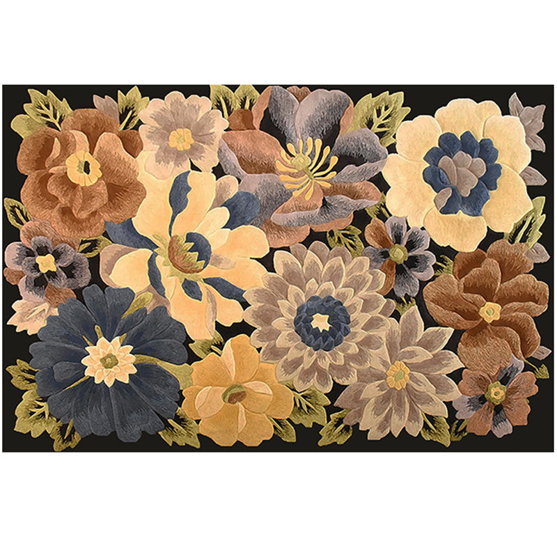 Multi-Color Floral Print Area Rug Modern Trendy Polyester Rug Rectangle Friendly Washable Carpet for Home Decor