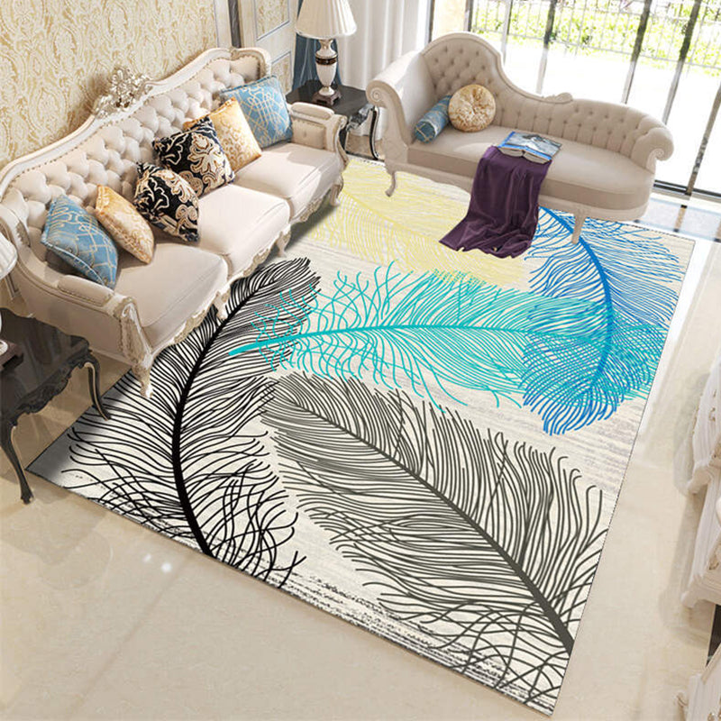 Aesthetic Contemporary Indoor Rug Multi-Color Animal and Plant Rug Polyester Stain Resistant Carpet for Living Room